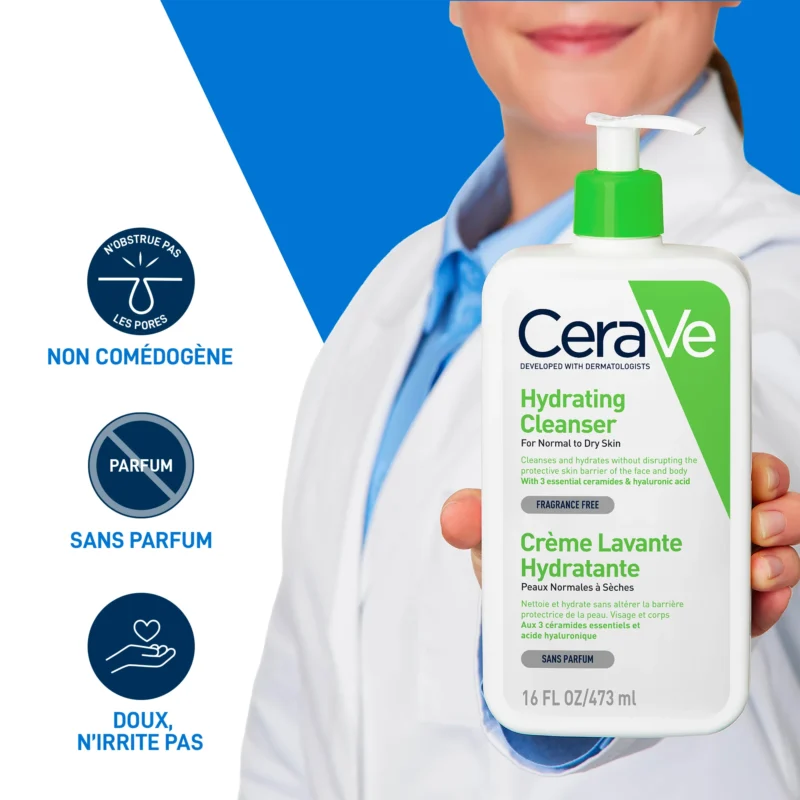 Cerave crème lavante hydratante peau normale à sèche 473ml – Image 3