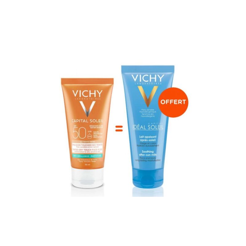 Vichy capital soleil-toucher sec teintée+ après soleil 100ml offert