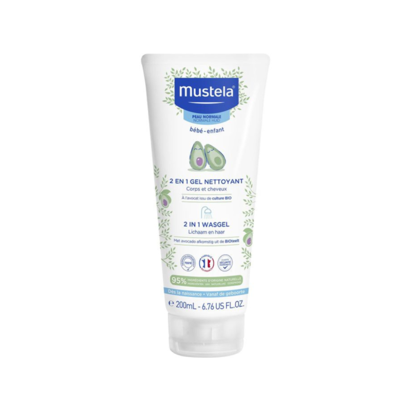 Mustela 2 en 1 bébé cheveux & corps 200ml