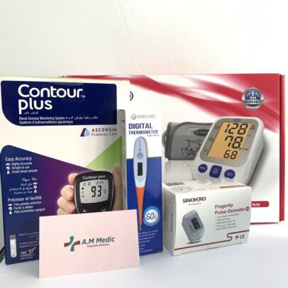 Pack diagnostic : Tensiomètre Dr Shuller+ Appareil glycémie + Oxymètre= Thermomètre gratuit